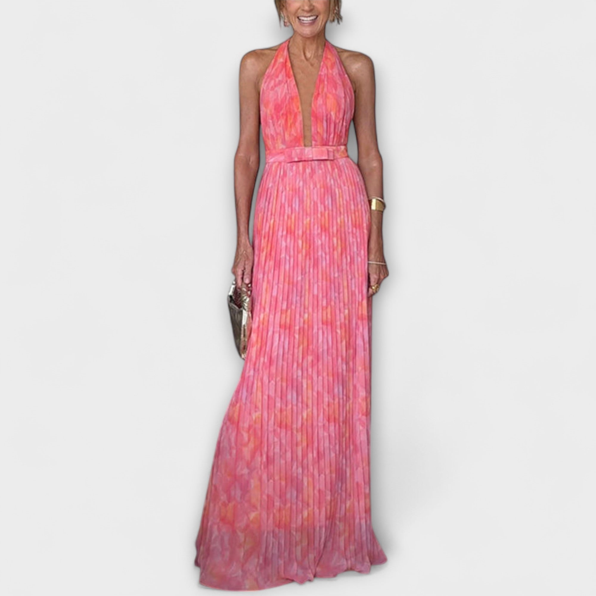 Seraphina - Robe maxi plissée chic à col licou en V