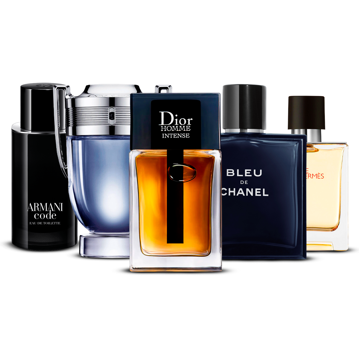 Kombination aus 5 Herrendüften – Armani Code, Invictus, Dior Homme Intense, Bleu de Chanel und Terre d'Hermès [100 ml jeweils]