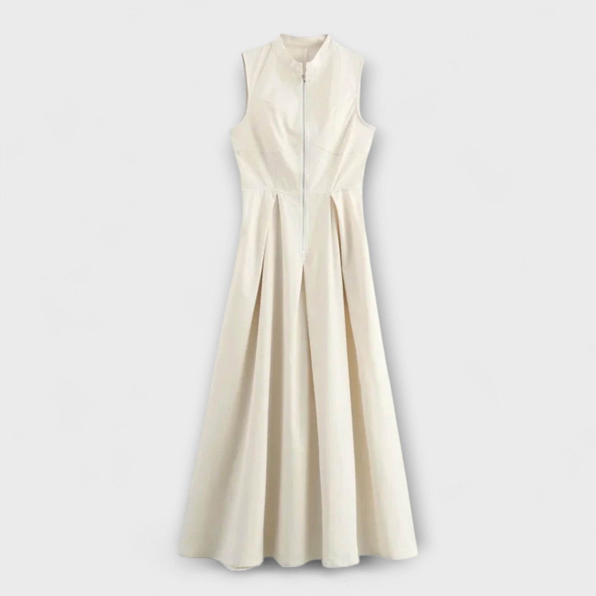 Robe midi moulante plissée sans manches